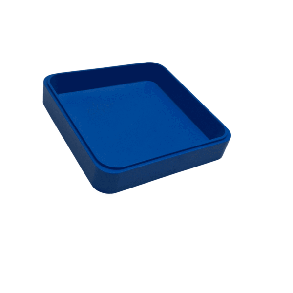 Bergeon 2379, blauer quadratischer Ablageteller, 70 x 70 x 13 mm