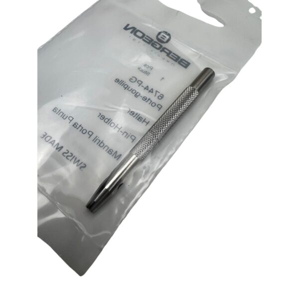 Bergeon 6744-PG Pin-Halter, Stahl, doppelter Halter, geriffelter Griff, 60 mm