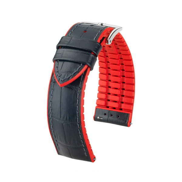 Hirsch Lederarmband Andy L Rot 18mm Alligator Prägung 0922028050-2-18