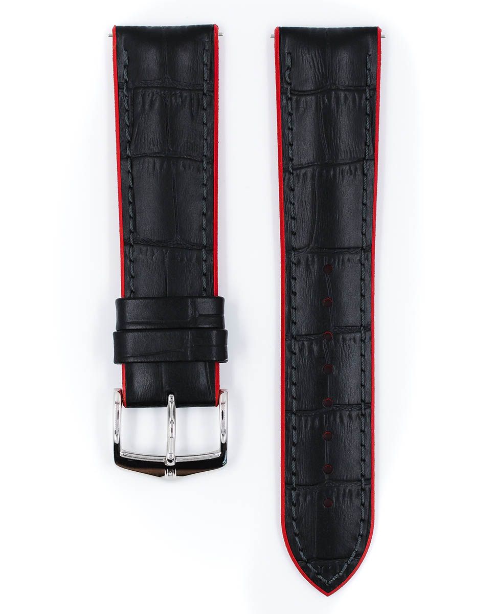 Hirsch Lederarmband Andy L Rot 18mm Alligator Prägung 0922028050-2-18 - Image 3