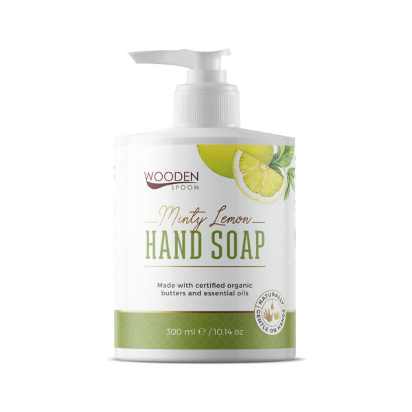 Natürliche Handseife Minz Zitrone Holzsöffel 300 ml