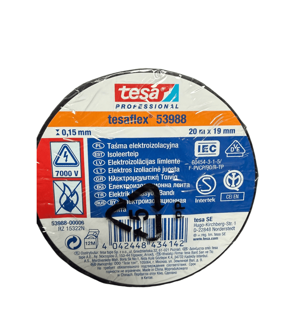 Tesa Professional Tesaflex 53988, Schwarzes Elektrik-Isolierband, 20 m x 19 mm - Image 5
