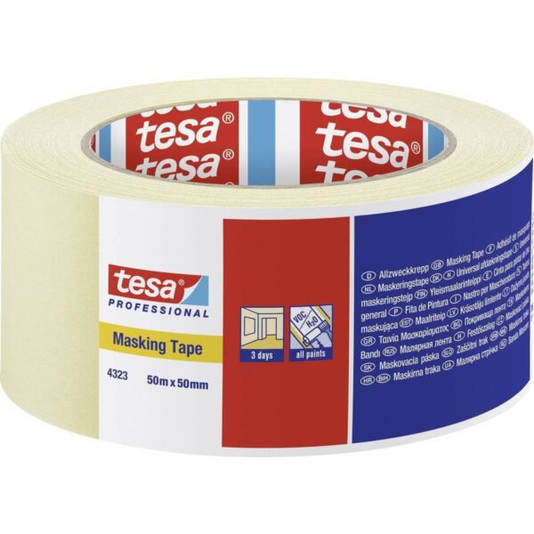 Tesa 4323 Tesakrepp Standard Kreppband, Beige, 50 mm x 50 m