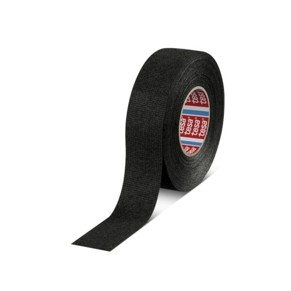 Tesa PET Fleece Tape 51608 – Schwarzes Kabelbaum-Band, 15 m x 19 mm