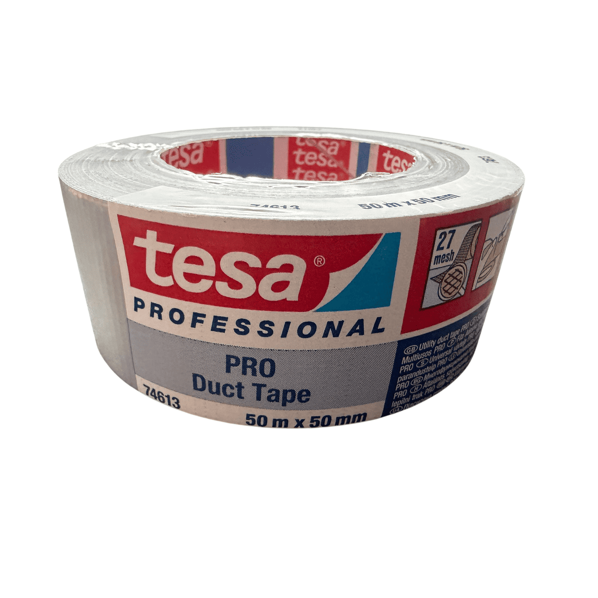 Tesa Pro Duct Tape, Grau, 50 m x 50 mm, Professionelles Reparatur- und Fixierband - Image 2
