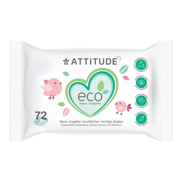 ATTITUDE Baby Leaves 100 Biodegradable Baby Wipes Unparfümiert 72 Stk