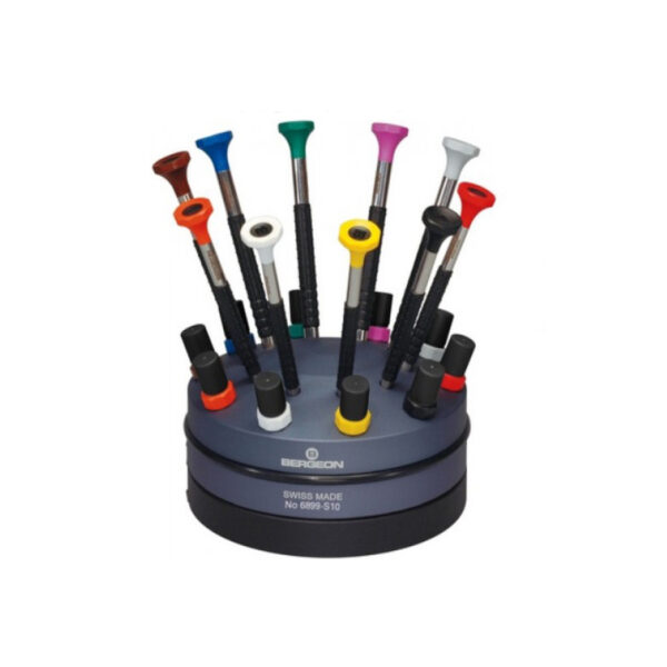 Bergeon 6899-S10 Set von 10 ergonomischen Schraubendrehern mit Ersatzblättern