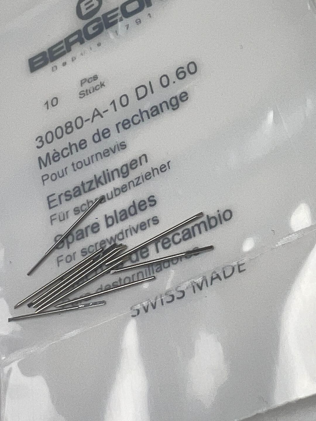 Bergeon 30080-A-10 DI 0.60 Edelstahl Schraubendreher Klingen 10 Stück - Image 6