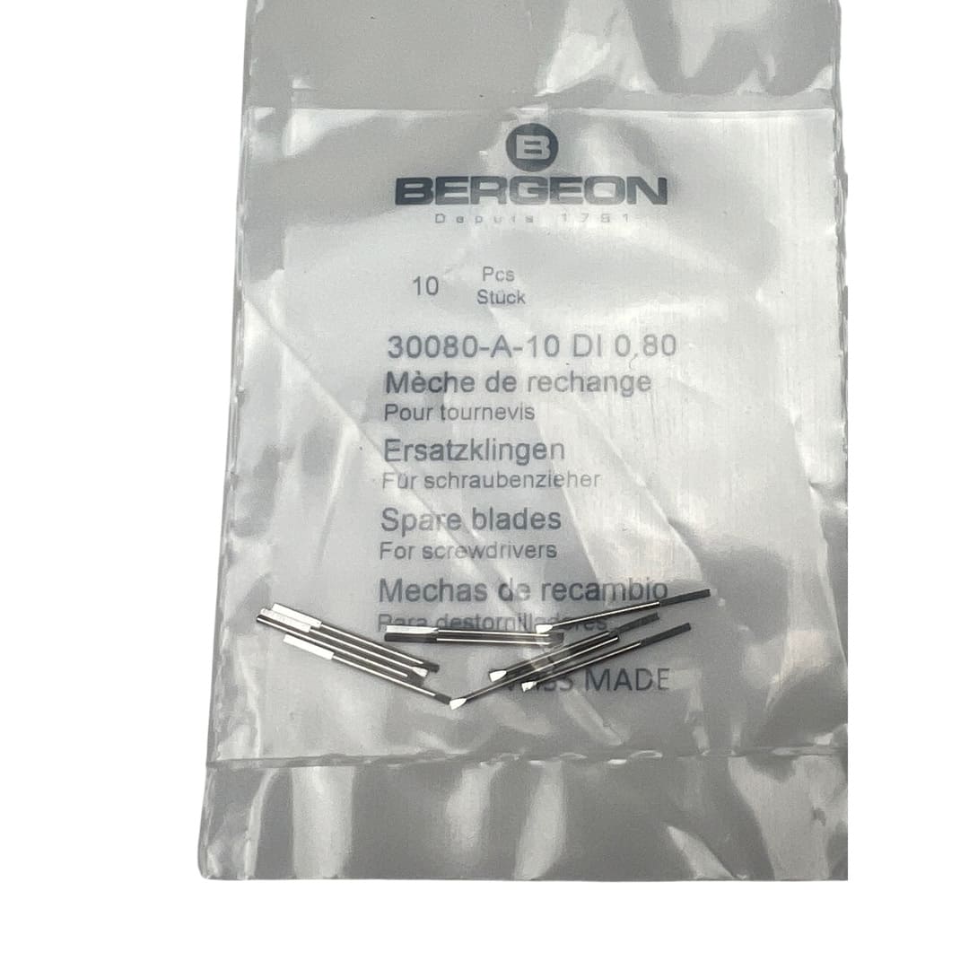 Bergeon 30080-A-10 DI 0.80 Stahl Schraubendreherklingen 10 Stück - Image 5