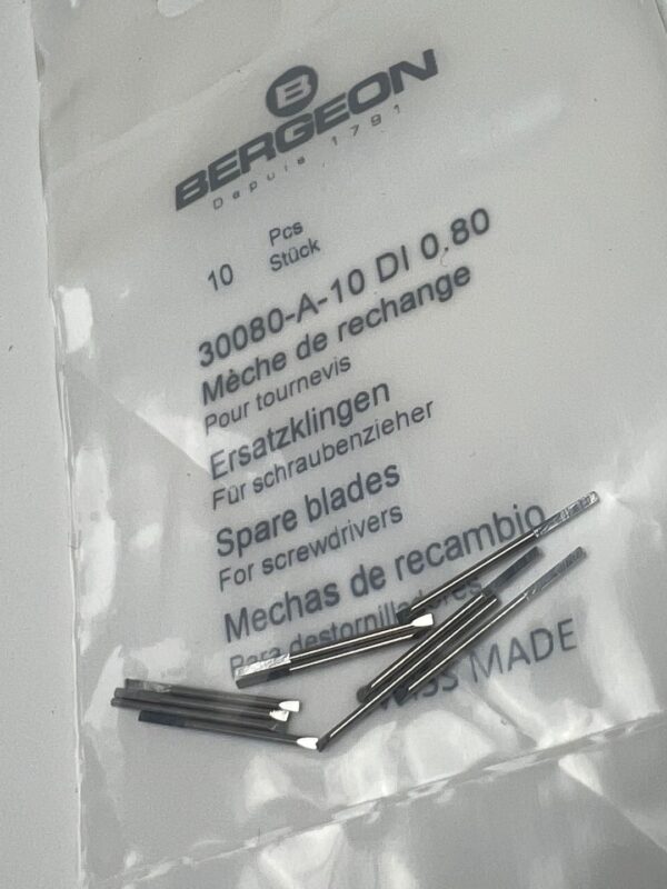 Bergeon 30080-A-10 DI 0.80 Stahl Schraubendreherklingen 10 Stück