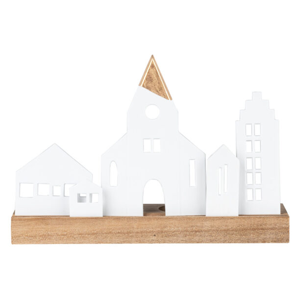 Illuminierte Dekoration City Rader Porzellan Akazienholz