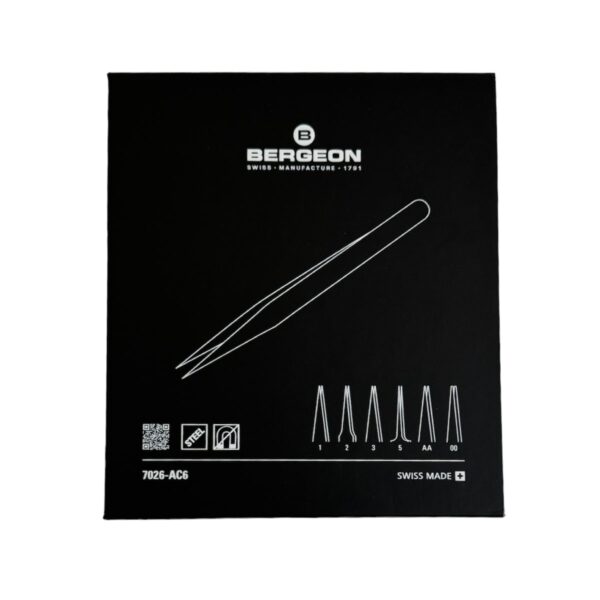 Bergeon 7026-AC6 Set von 6 Stahl Präzisions Antimagnetische Pinzetten in Kasten