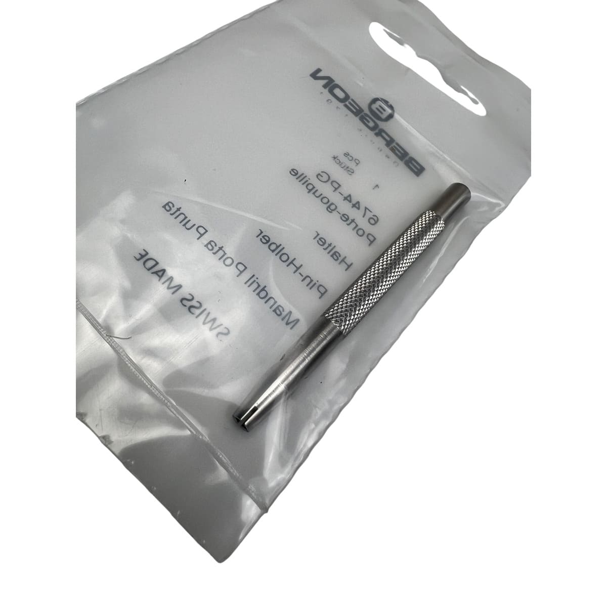Bergeon 6744-PG Pin-Halter, Stahl, doppelter Halter, geriffelter Griff, 60 mm - Image 6