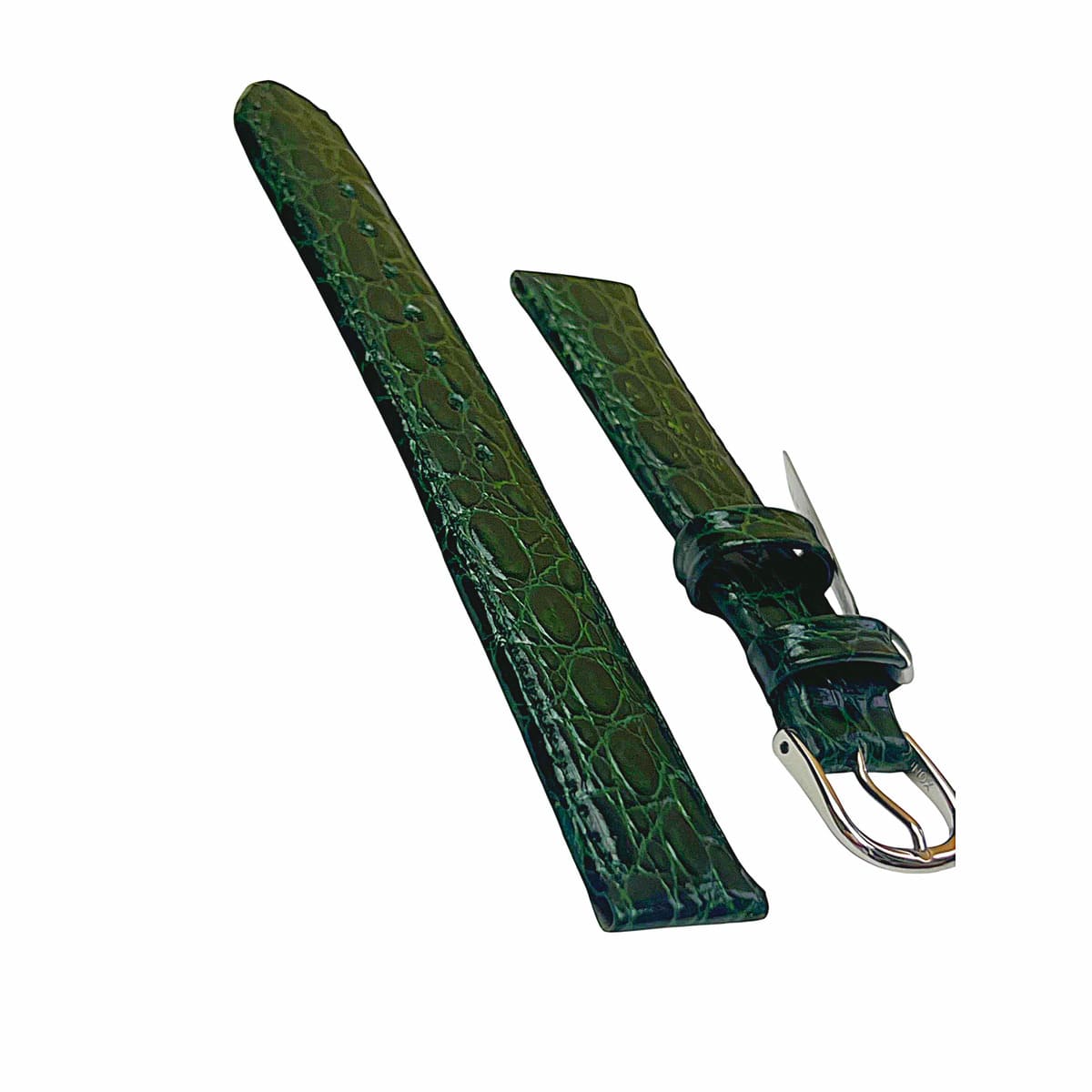 Croco-Muster Lederarmband in Grün mit 18 mm Silberton-Betitel - Image 5