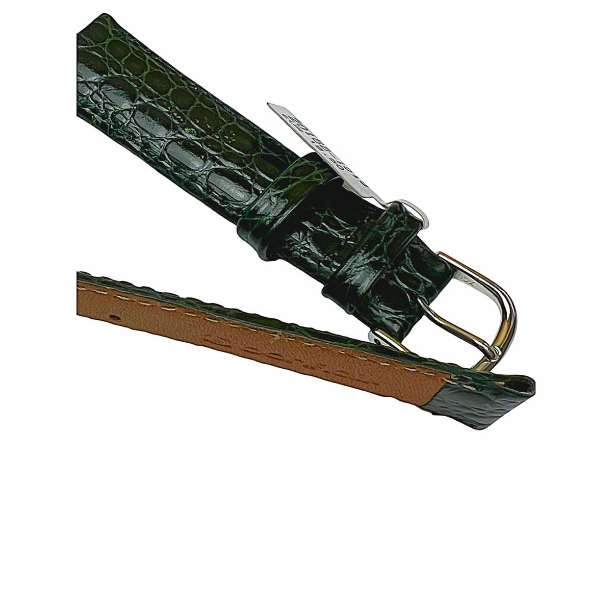 Croco-Muster Lederarmband in Grün mit 18 mm Silberton-Betitel - Image 6