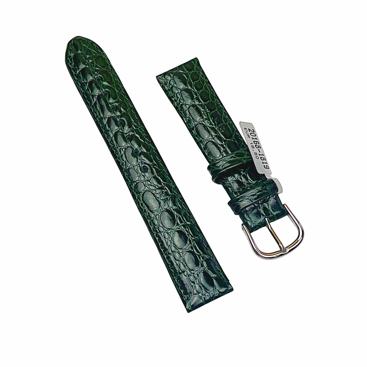 Croco-Muster Lederarmband in Grün mit 18 mm Silberton-Betitel - Image 2