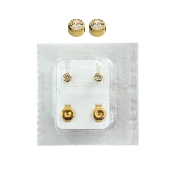 Studex Oval Kinder Ohrringe Gelbgold mit Weißen Steinen 3 95 mm