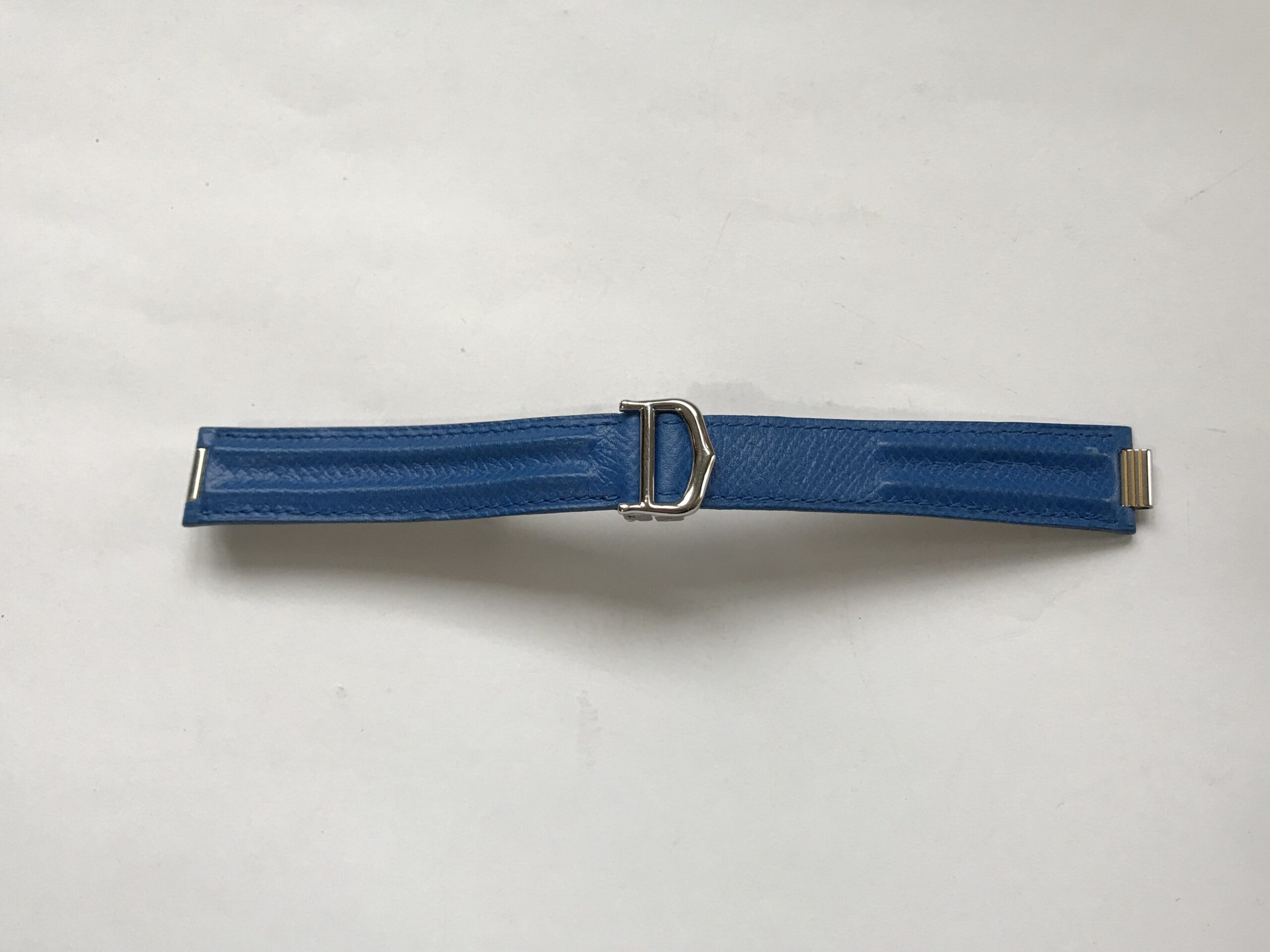 Pre-gelenkte blaue Lederarmband mit Verschluss für Cartier Uhren 18mm