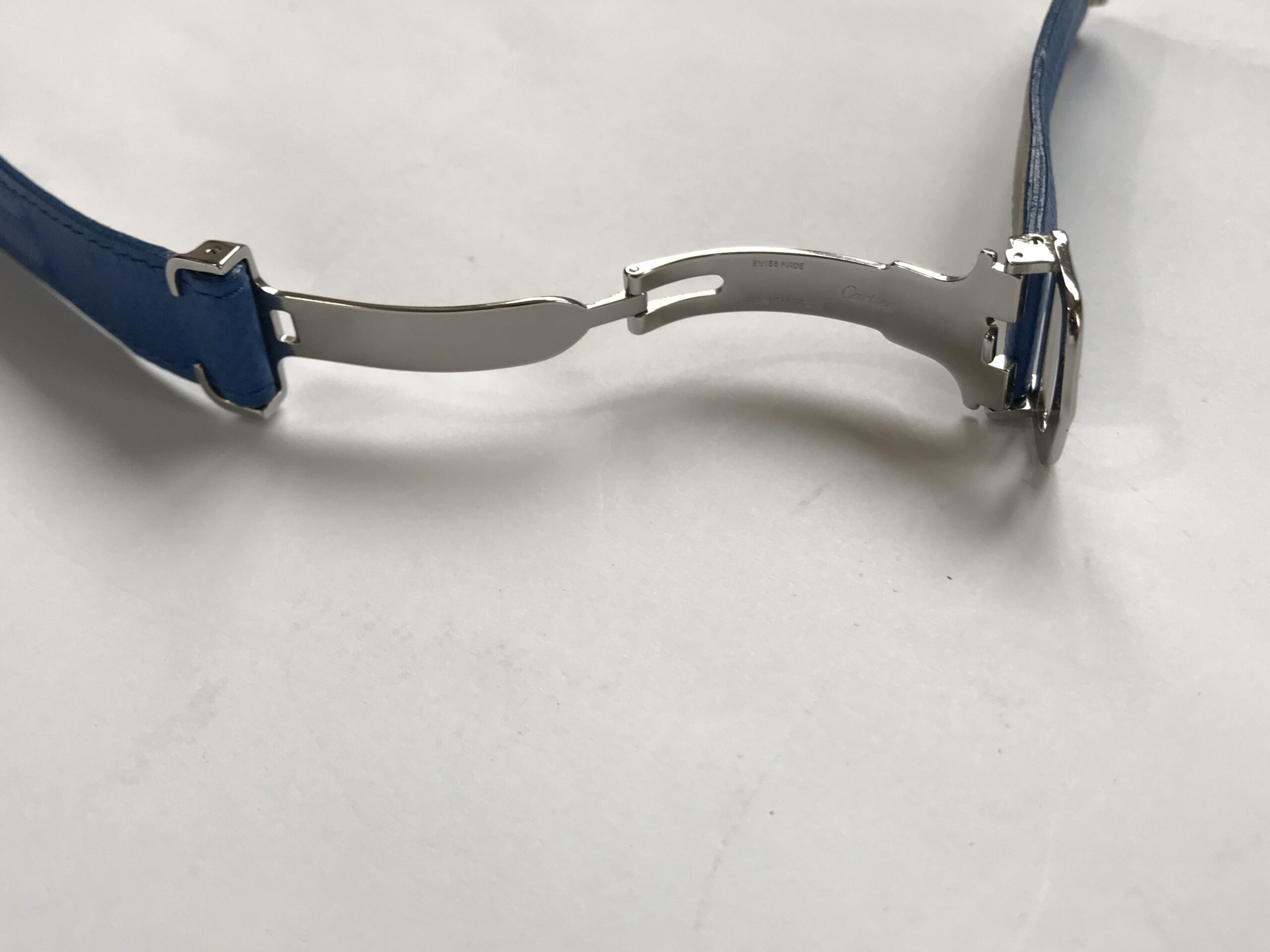 Pre-gelenkte blaue Lederarmband mit Verschluss für Cartier Uhren 18mm - Image 5