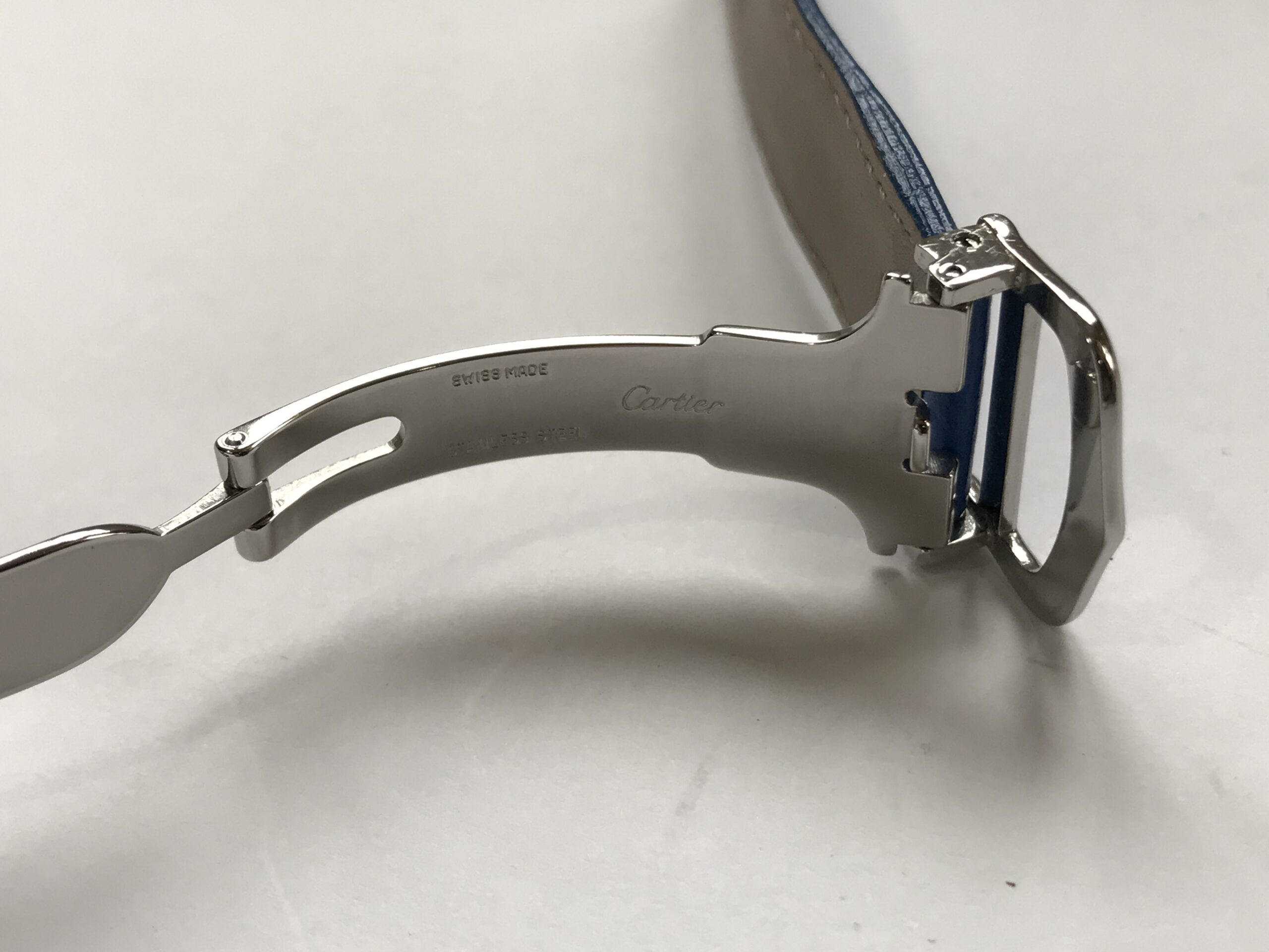 Pre-gelenkte blaue Lederarmband mit Verschluss für Cartier Uhren 18mm - Image 6