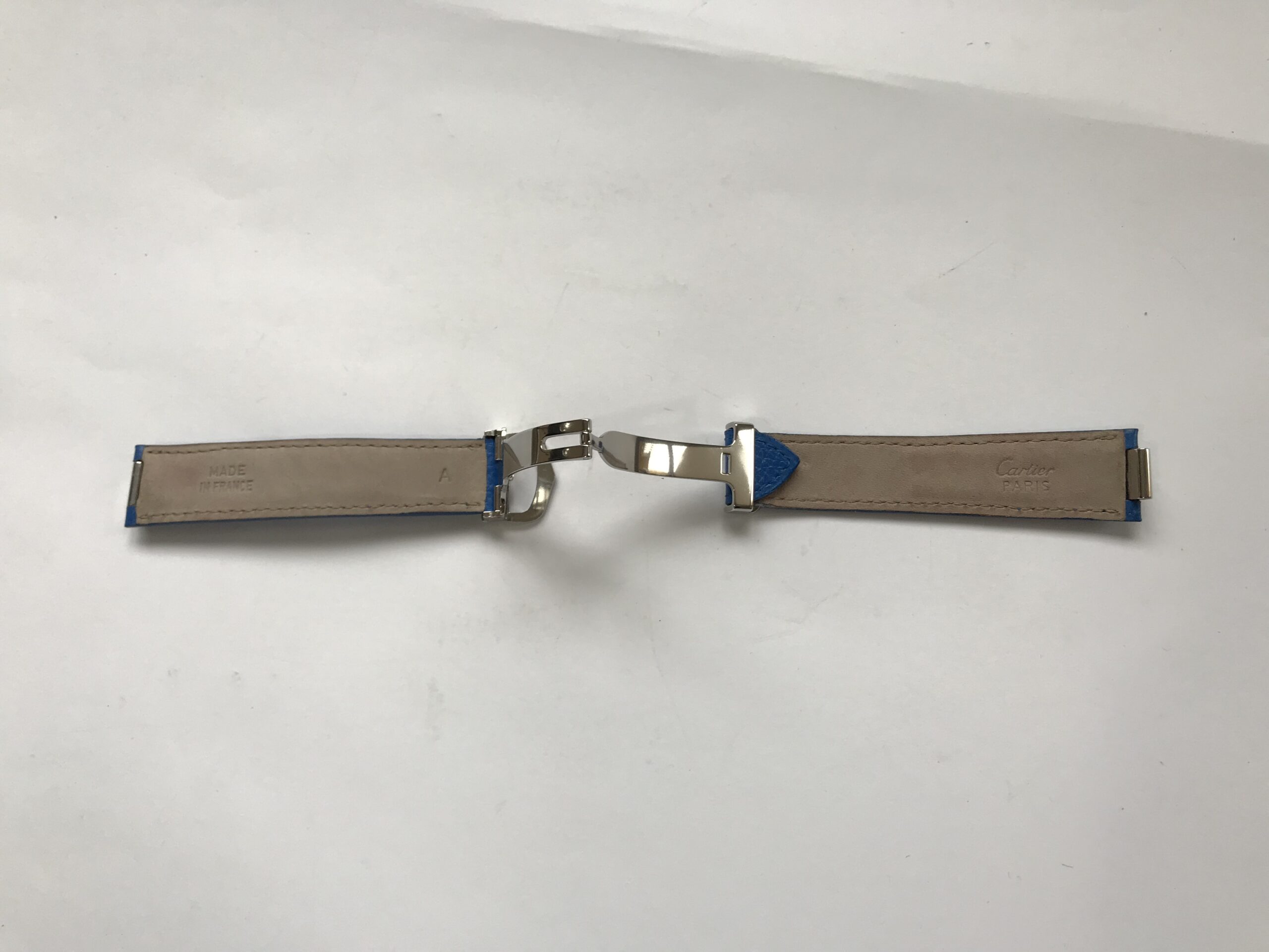 Pre-gelenkte blaue Lederarmband mit Verschluss für Cartier Uhren 18mm - Image 8