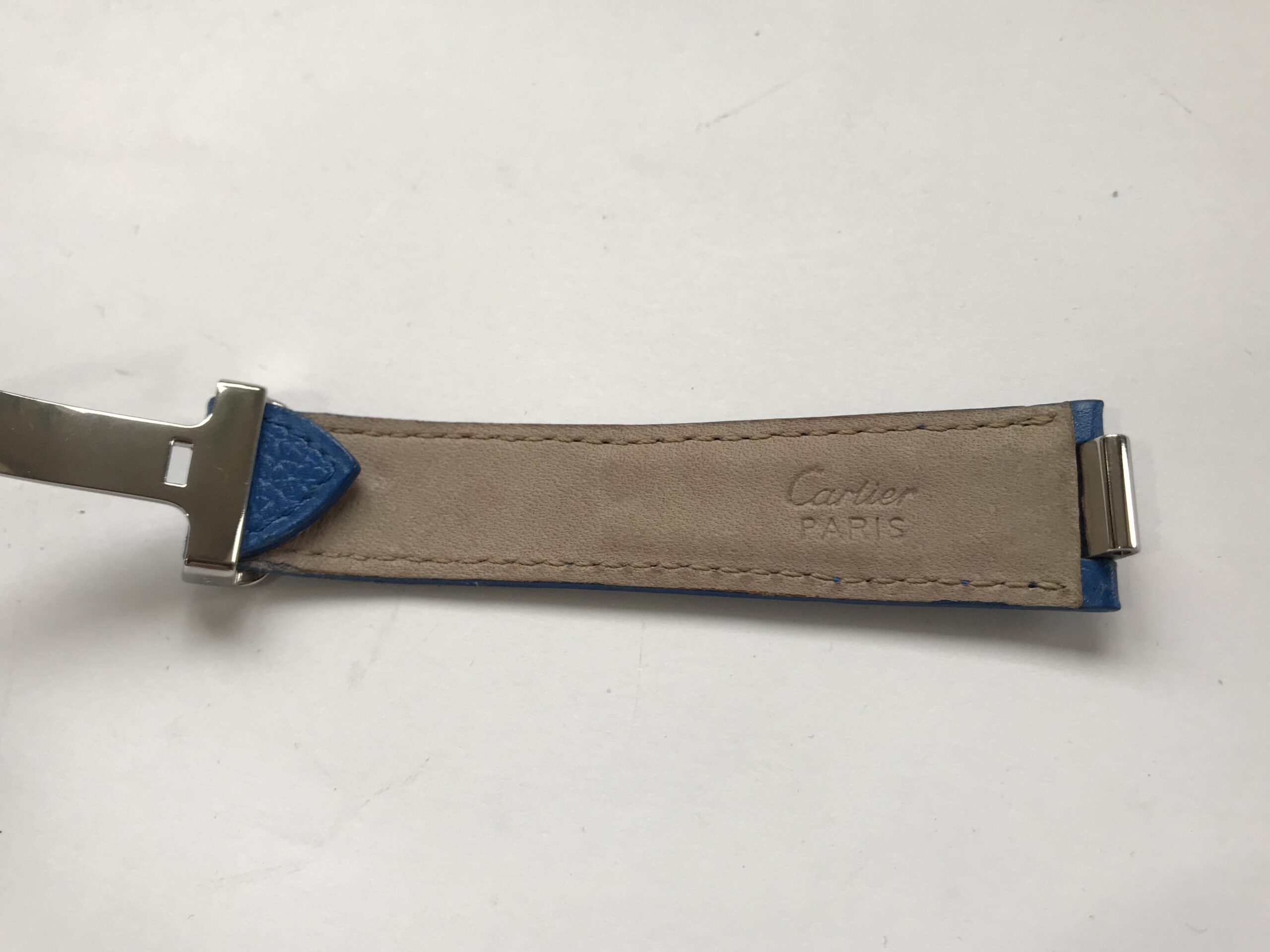 Pre-gelenkte blaue Lederarmband mit Verschluss für Cartier Uhren 18mm - Image 9