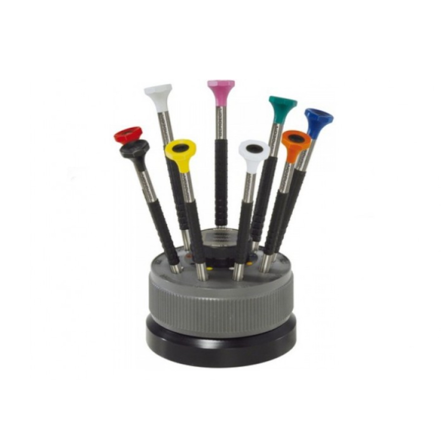 Bergeon 6899-S09 Ergonomischer Schraubendreher-Set mit Rotationsbasis
