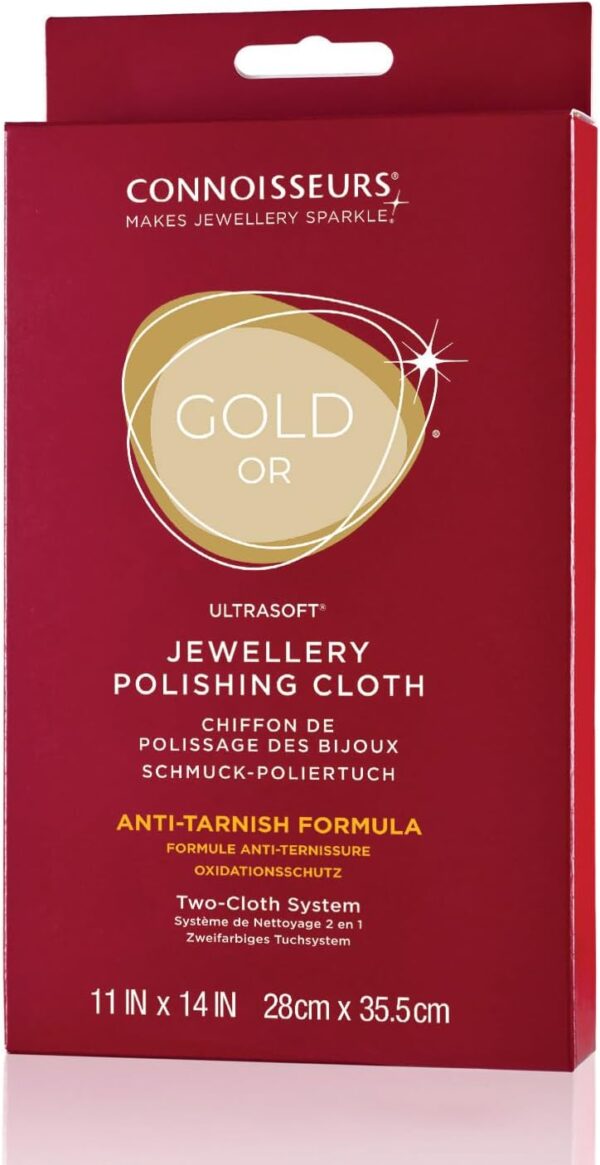 Connoisseurs Gold Jewellery Cleaning Cloth Ultrasoft Polieren Tuch zur Reinigung, Politur & Wiederherstellung des Glanzes CONN738