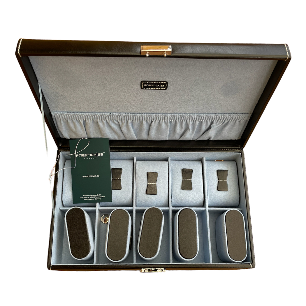 Friedrich 23 Lederuhrenbox Schwarz für 10 Uhren Uhrenaufbewahrung