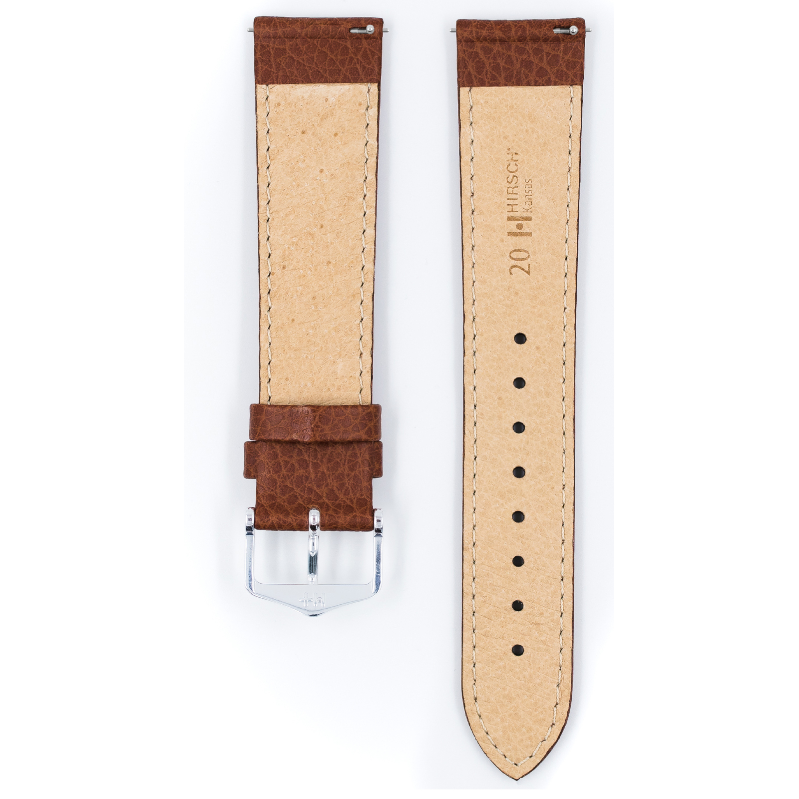 Hirsch Kansas Golden brown Buffalo Kalbsleder Armband 18 mm 01502070-2-18 - Image 3