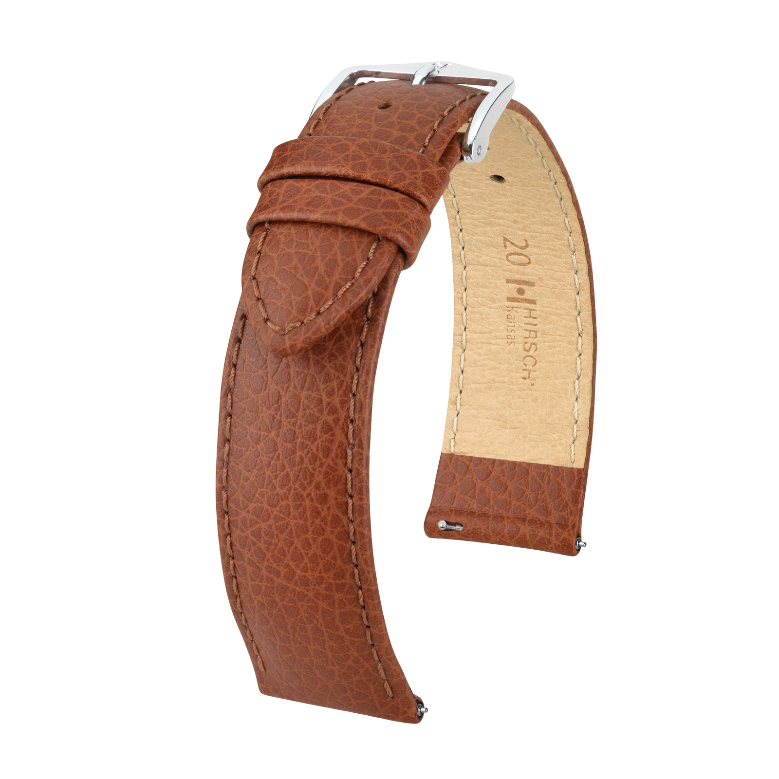 Hirsch Kansas Golden brown Buffalo Kalbsleder Armband 18 mm 01502070-2-18