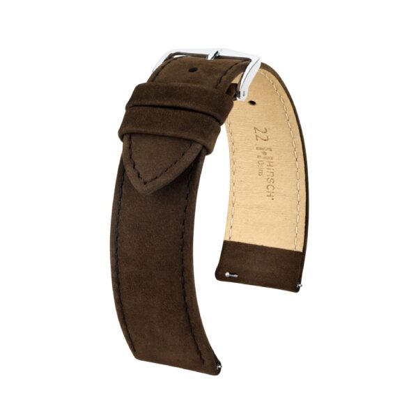 Hirsch Osiris Nubuk Dunkelbraunes Kalbslederarmband 20 mm 03433010-2-20