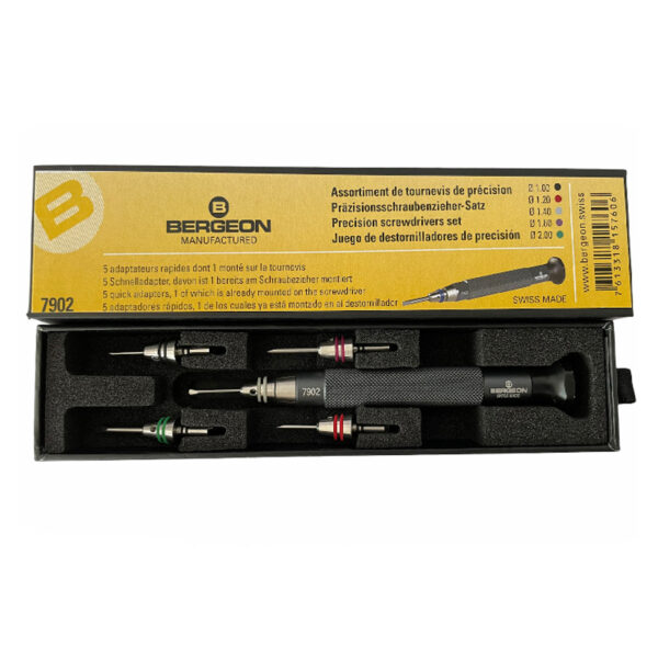 Bergeon 7902 Präzisionsschraubendreher mit 5 Quick Adaptern