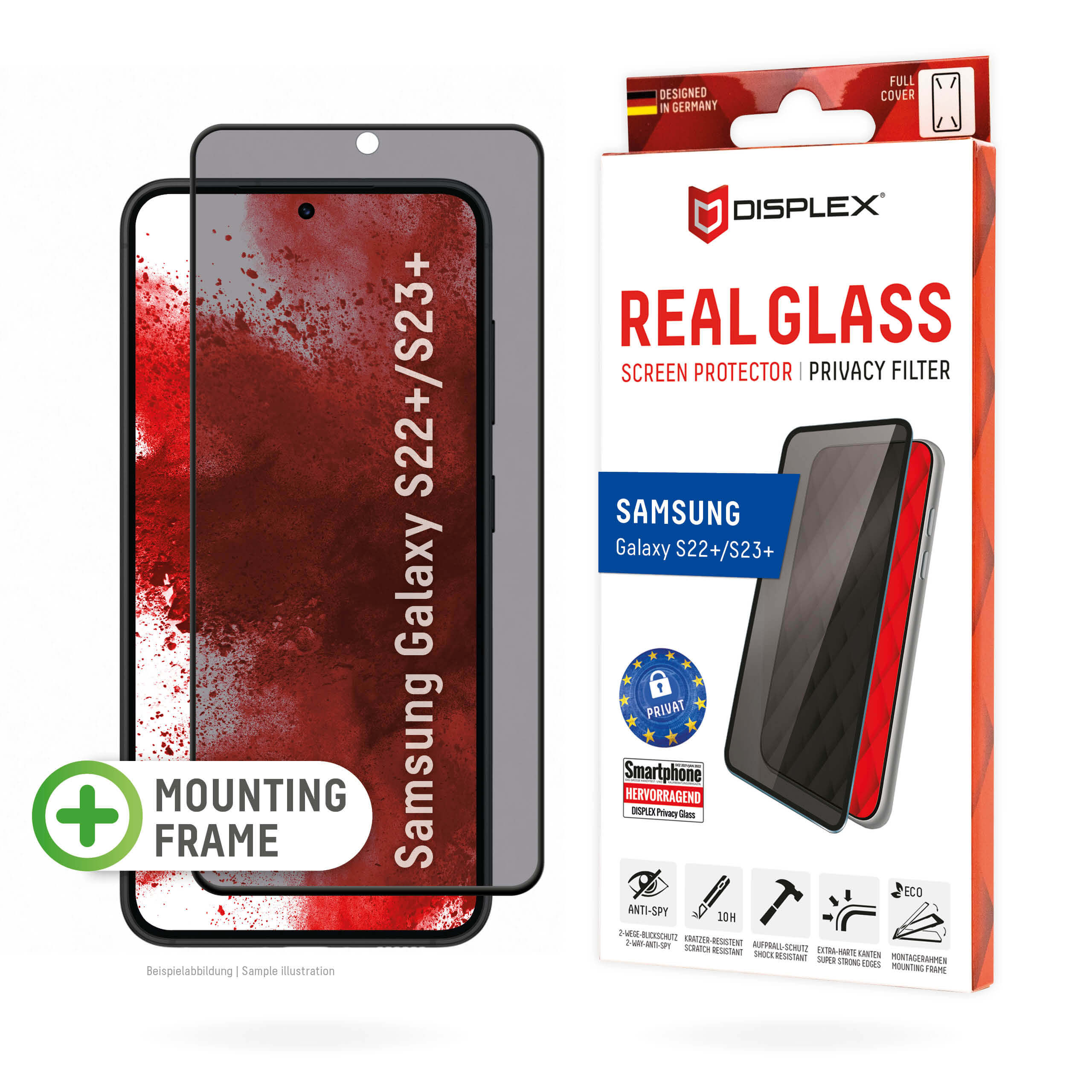 Samsung S22 Plus & S23 Plus Privacy Folien-Schutzfolie 01776 von Displex