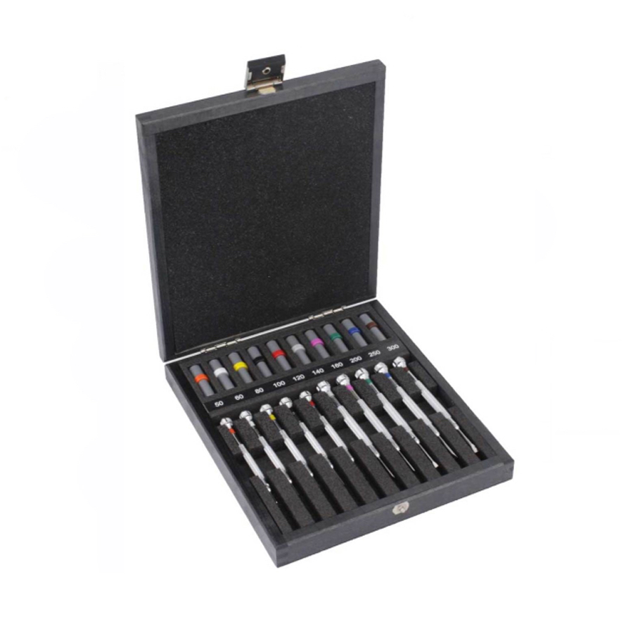 Bergeon 30080-A10 Set von 10 Chrom-Schraubdrehers in Box mit Ersatzblättern