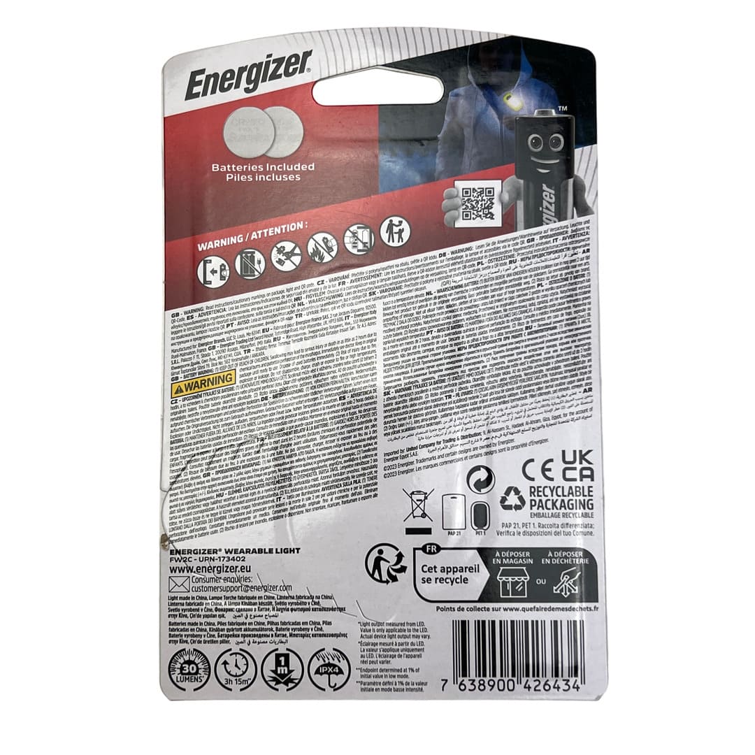 Energizer Tragbare Clip-Leuchte LED Taschenlampe 3 Modi IPX4 Rot Klar - Image 6